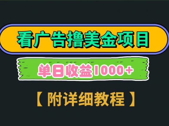 海外看广告撸美金项目,一次3分钟到账2.5美元,注册拉新都有收益,多号操作,日入1000+